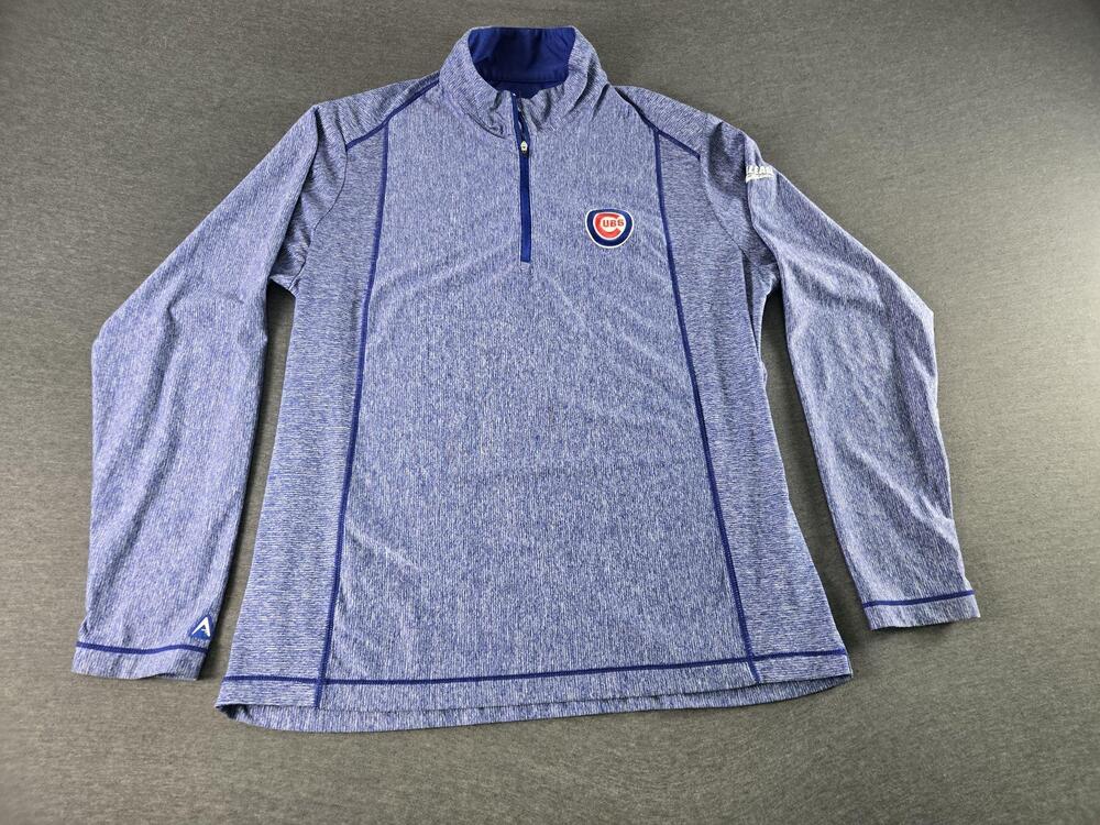 Chicago Cubs Sweatshirt Mens XL Blue MLB Baseball Antigua 1/4 Zip Pullover
